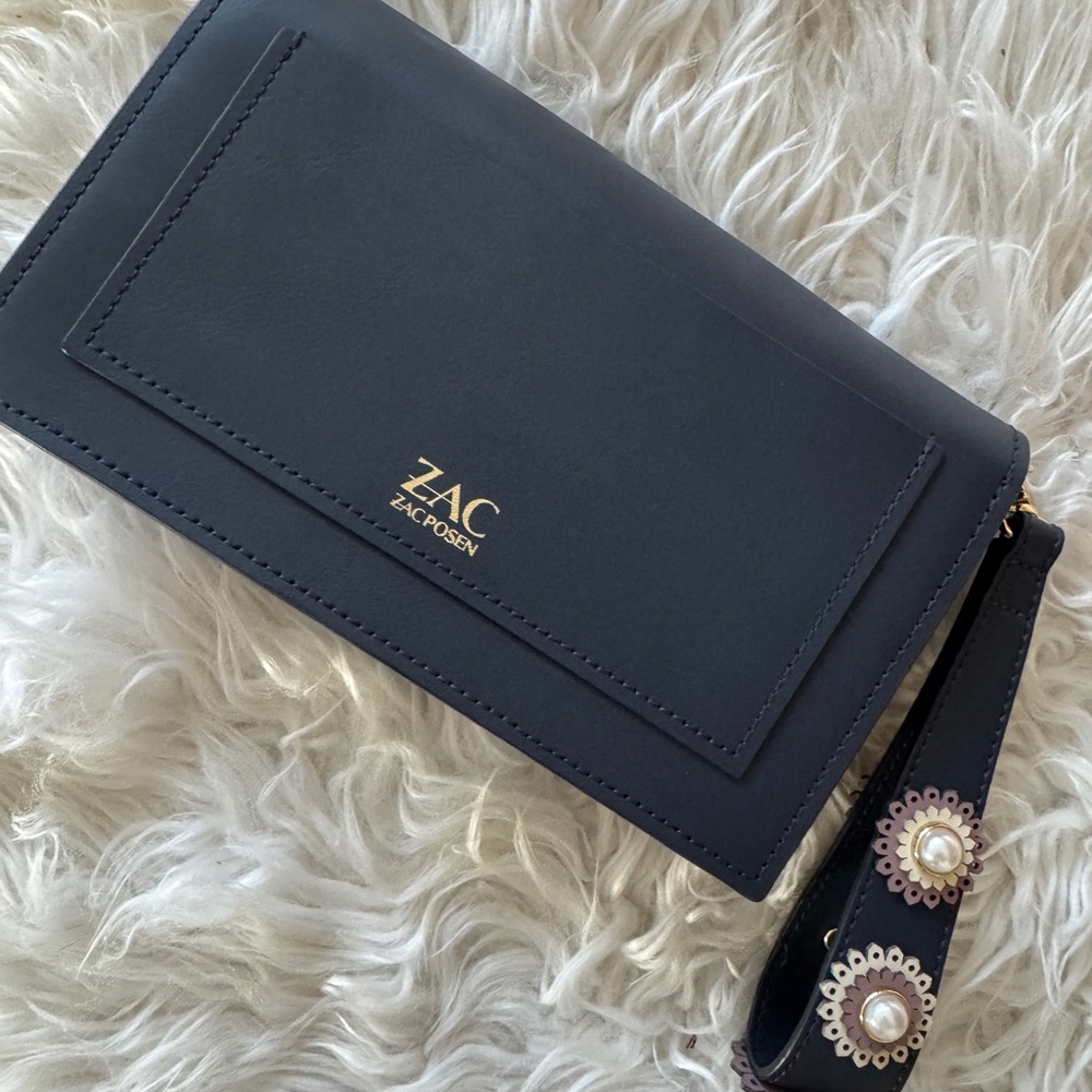 ZAC Zac Posen Navy Clutch with Embellished Strap